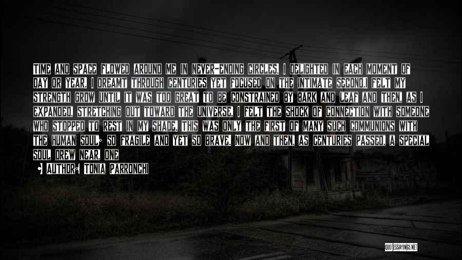 Tonia Parronchi Quotes: Time And Space Flowed Around Me In Never-ending Circles. I Delighted In Each Moment Of Day Or Year. I Dreamt