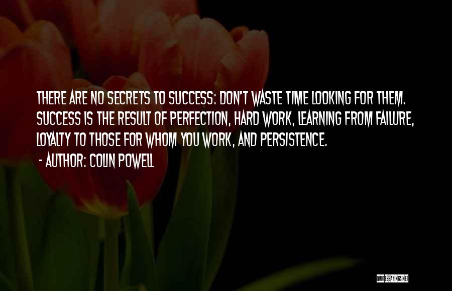 Colin Powell Quotes: There Are No Secrets To Success: Don't Waste Time Looking For Them. Success Is The Result Of Perfection, Hard Work,
