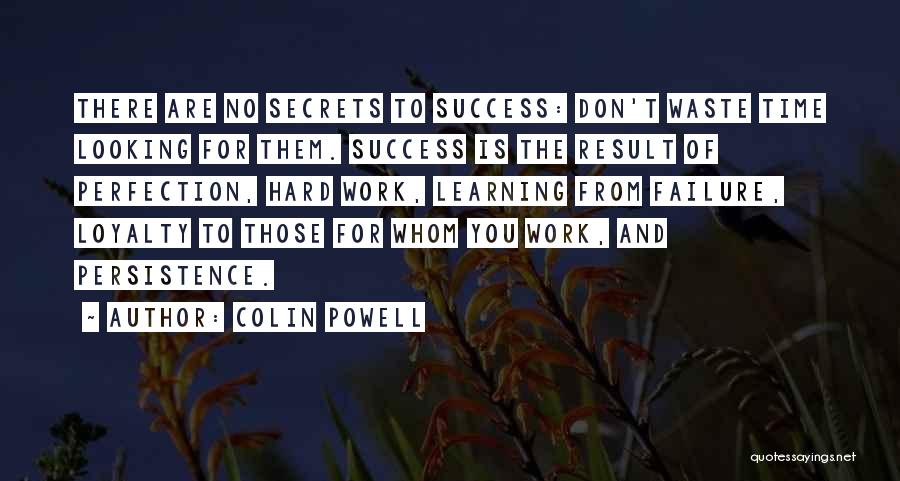 Colin Powell Quotes: There Are No Secrets To Success: Don't Waste Time Looking For Them. Success Is The Result Of Perfection, Hard Work,