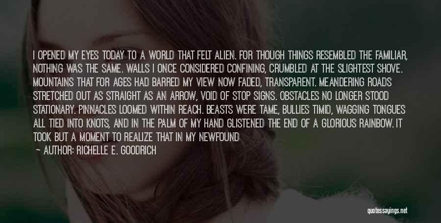 Richelle E. Goodrich Quotes: I Opened My Eyes Today To A World That Felt Alien. For Though Things Resembled The Familiar, Nothing Was The