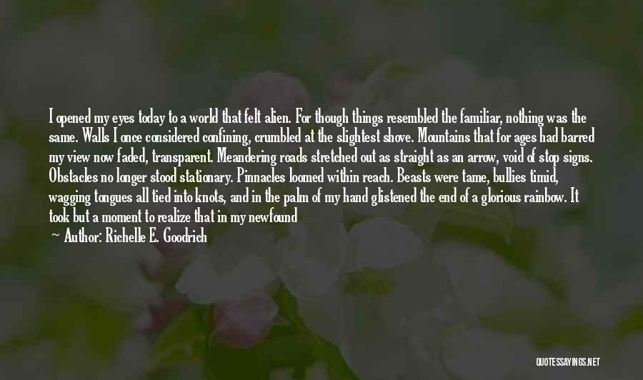 Richelle E. Goodrich Quotes: I Opened My Eyes Today To A World That Felt Alien. For Though Things Resembled The Familiar, Nothing Was The