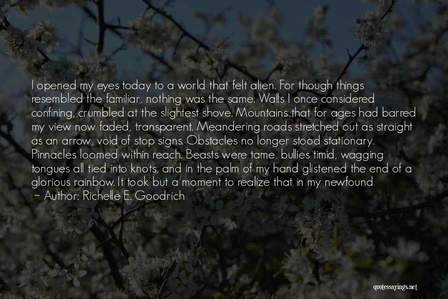 Richelle E. Goodrich Quotes: I Opened My Eyes Today To A World That Felt Alien. For Though Things Resembled The Familiar, Nothing Was The