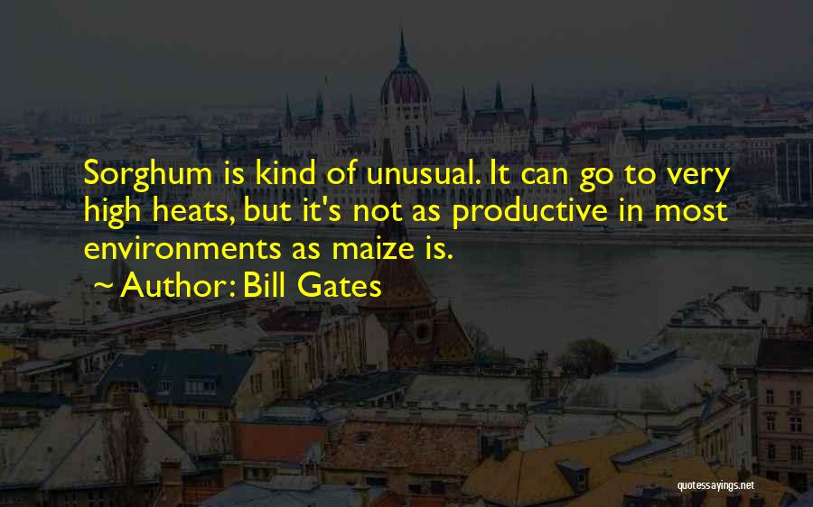 Bill Gates Quotes: Sorghum Is Kind Of Unusual. It Can Go To Very High Heats, But It's Not As Productive In Most Environments