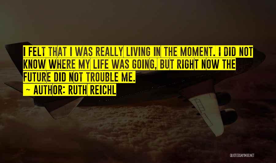 Ruth Reichl Quotes: I Felt That I Was Really Living In The Moment. I Did Not Know Where My Life Was Going, But