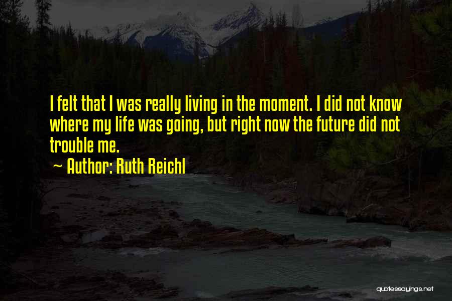 Ruth Reichl Quotes: I Felt That I Was Really Living In The Moment. I Did Not Know Where My Life Was Going, But