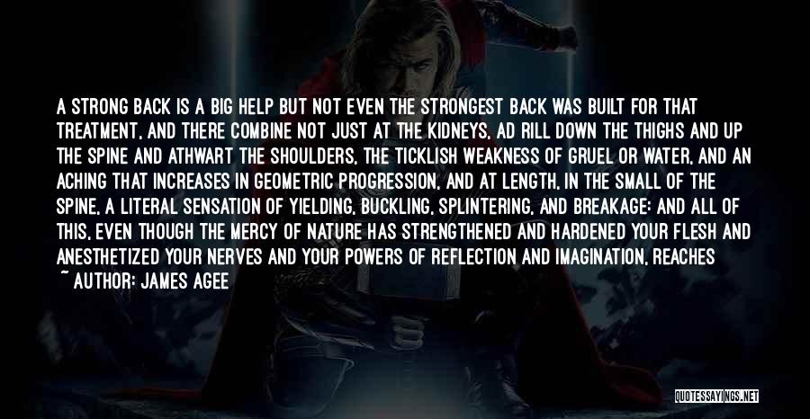 James Agee Quotes: A Strong Back Is A Big Help But Not Even The Strongest Back Was Built For That Treatment, And There