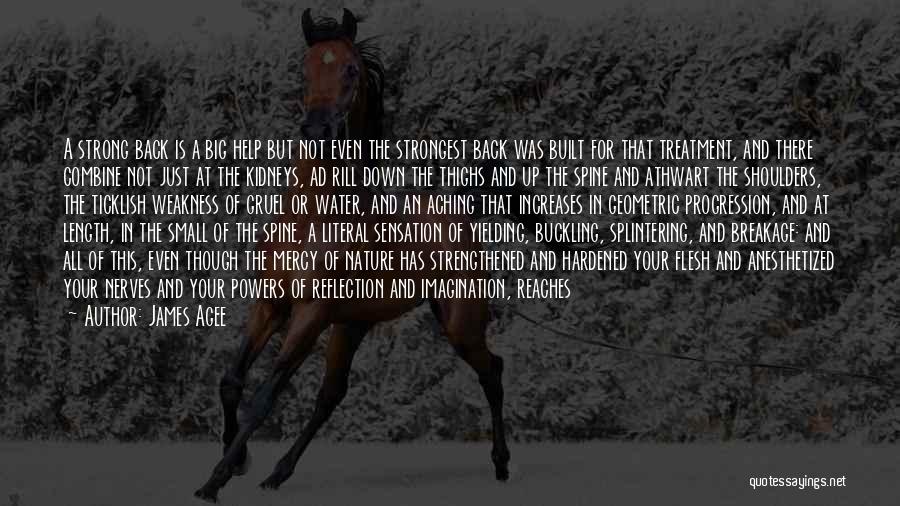 James Agee Quotes: A Strong Back Is A Big Help But Not Even The Strongest Back Was Built For That Treatment, And There