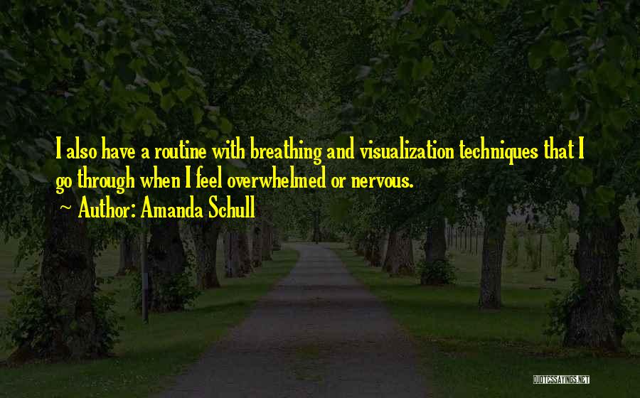 Amanda Schull Quotes: I Also Have A Routine With Breathing And Visualization Techniques That I Go Through When I Feel Overwhelmed Or Nervous.