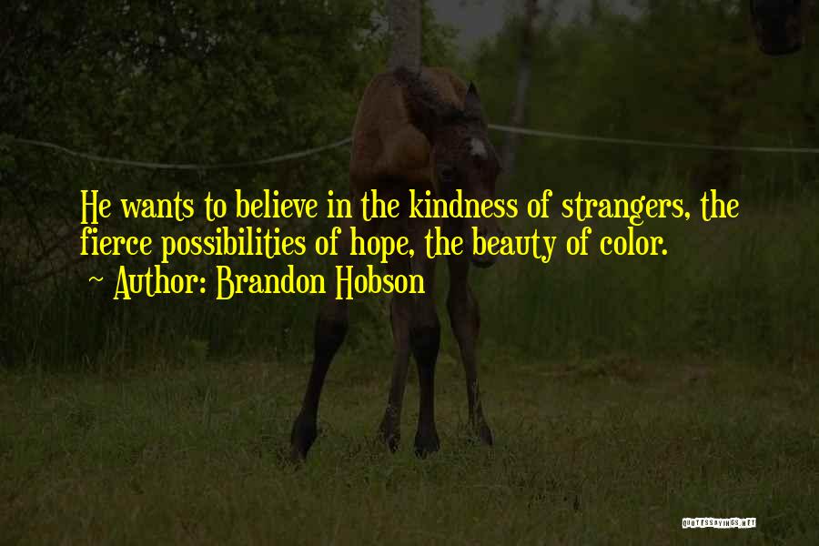 Brandon Hobson Quotes: He Wants To Believe In The Kindness Of Strangers, The Fierce Possibilities Of Hope, The Beauty Of Color.