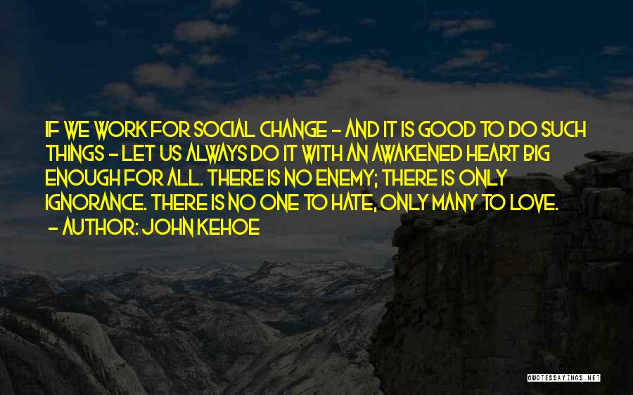 John Kehoe Quotes: If We Work For Social Change - And It Is Good To Do Such Things - Let Us Always Do