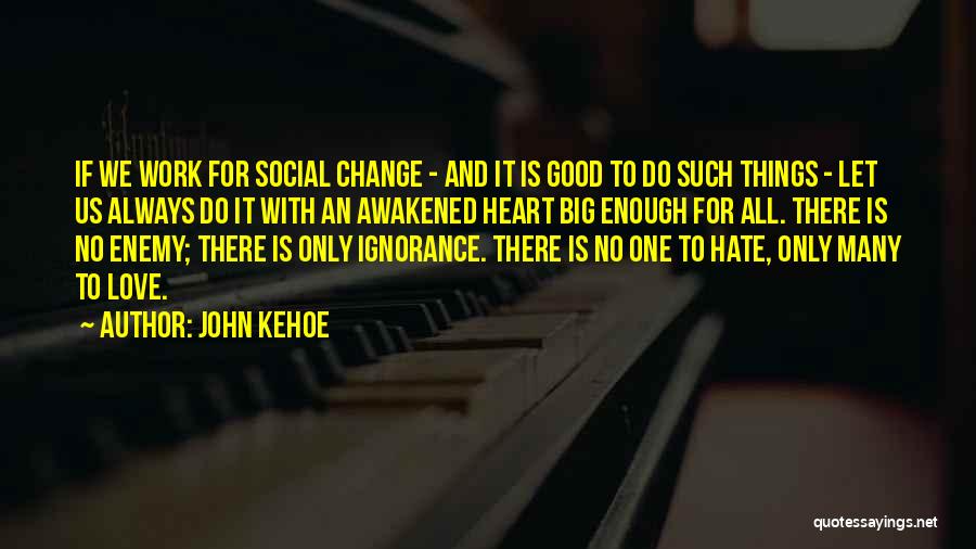 John Kehoe Quotes: If We Work For Social Change - And It Is Good To Do Such Things - Let Us Always Do