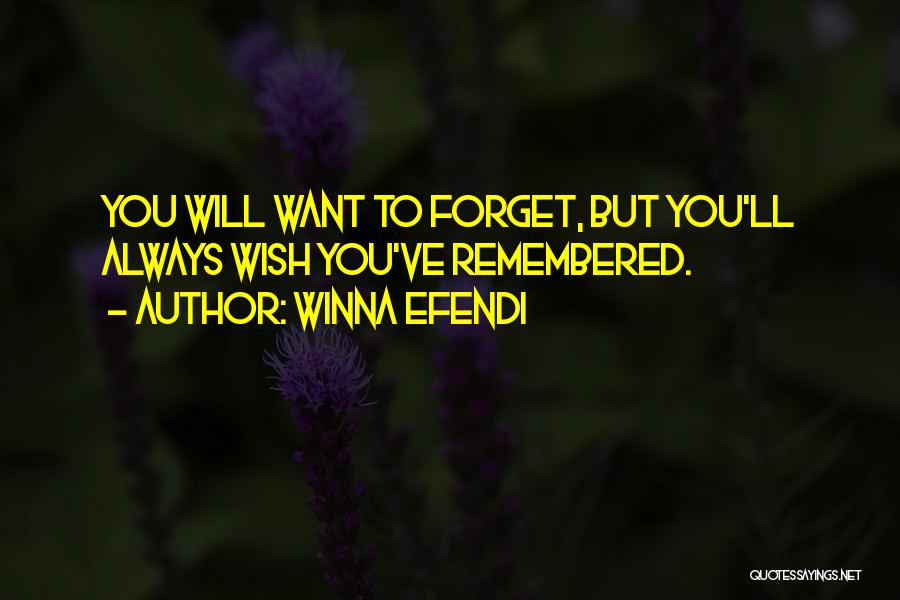 Winna Efendi Quotes: You Will Want To Forget, But You'll Always Wish You've Remembered.