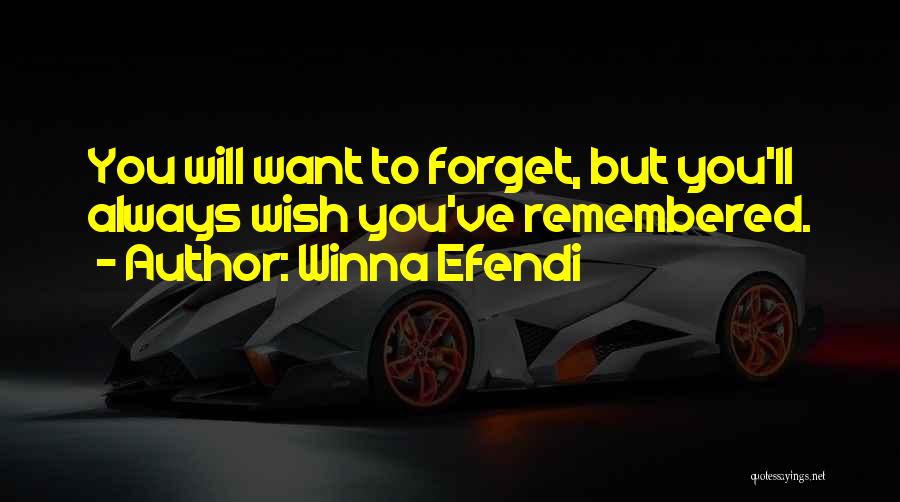 Winna Efendi Quotes: You Will Want To Forget, But You'll Always Wish You've Remembered.