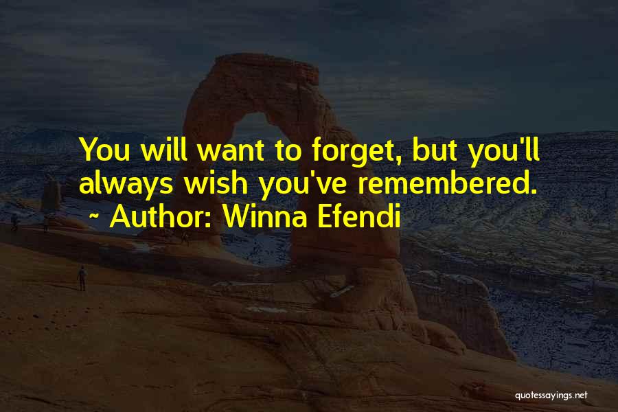 Winna Efendi Quotes: You Will Want To Forget, But You'll Always Wish You've Remembered.