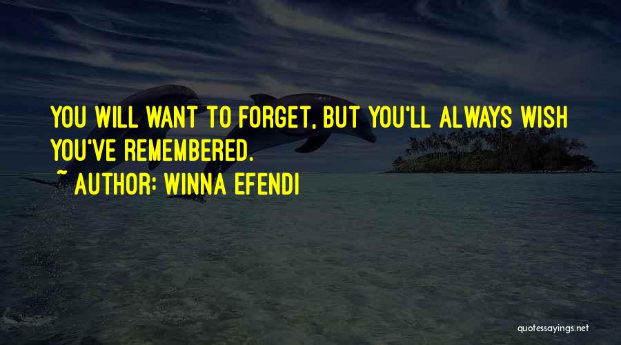 Winna Efendi Quotes: You Will Want To Forget, But You'll Always Wish You've Remembered.