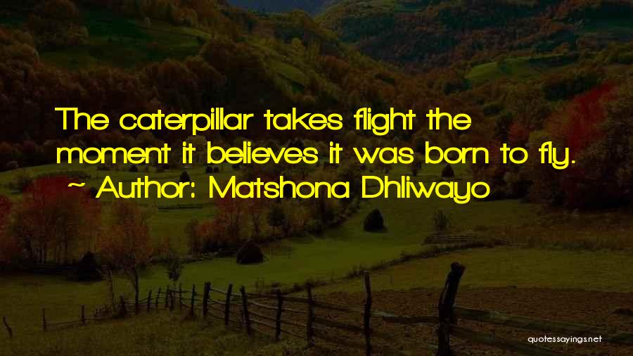 Matshona Dhliwayo Quotes: The Caterpillar Takes Flight The Moment It Believes It Was Born To Fly.