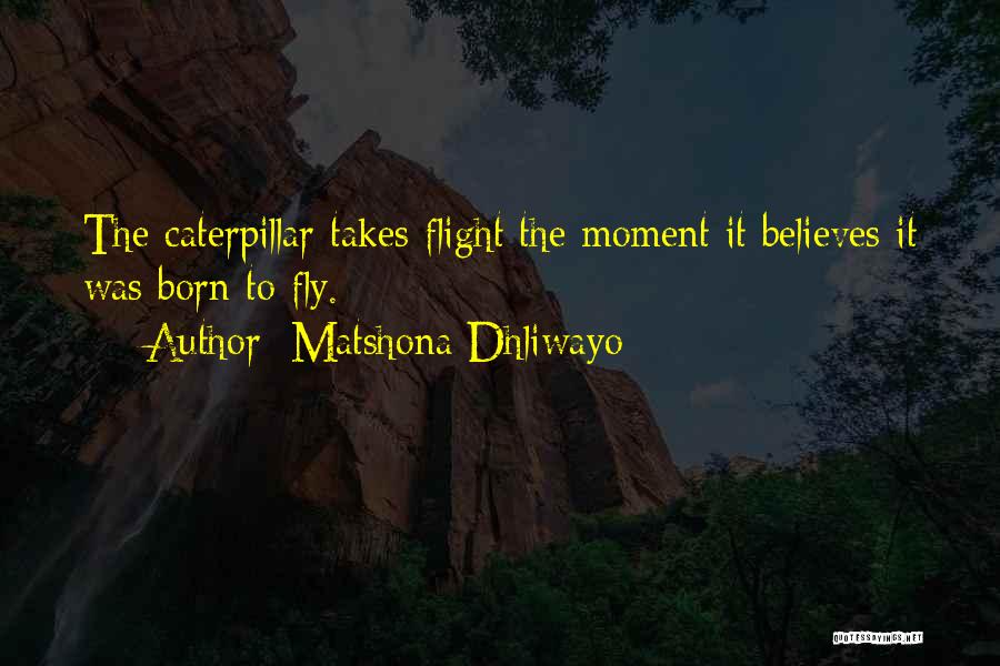 Matshona Dhliwayo Quotes: The Caterpillar Takes Flight The Moment It Believes It Was Born To Fly.