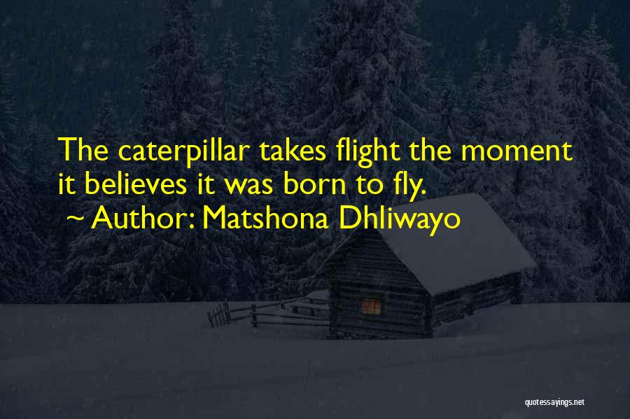 Matshona Dhliwayo Quotes: The Caterpillar Takes Flight The Moment It Believes It Was Born To Fly.
