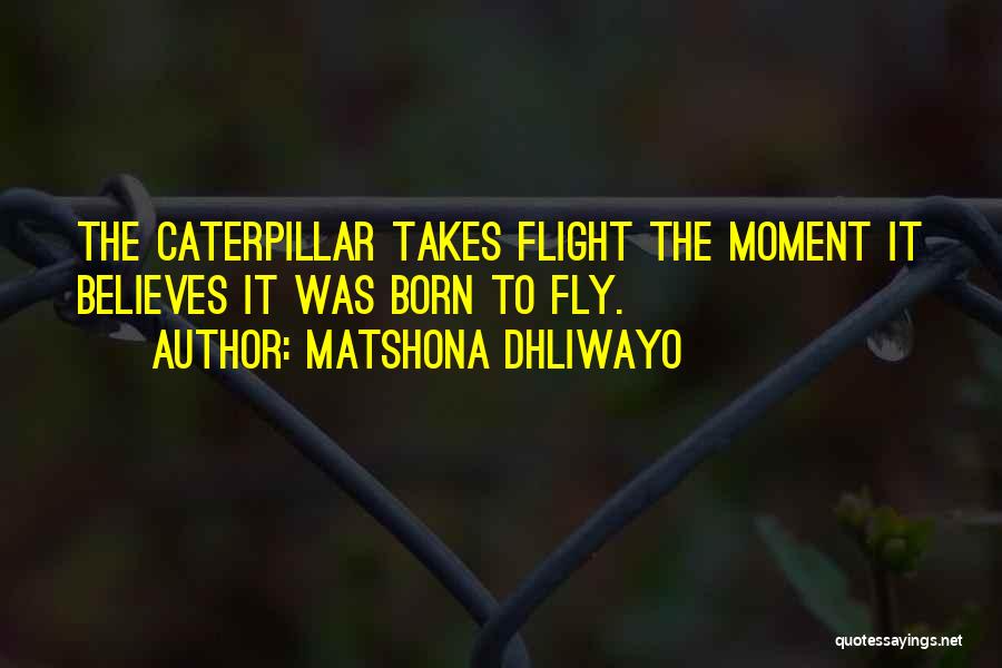 Matshona Dhliwayo Quotes: The Caterpillar Takes Flight The Moment It Believes It Was Born To Fly.