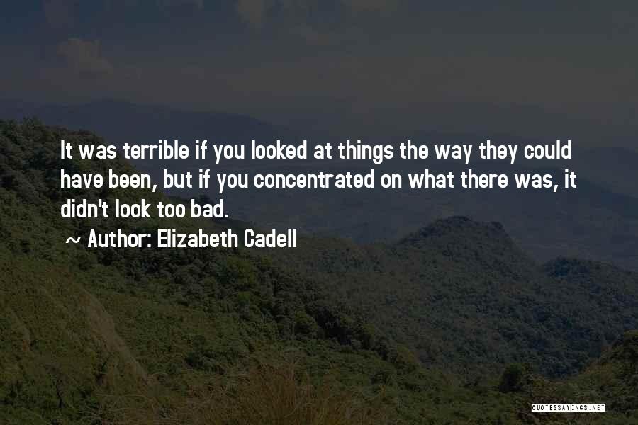 Elizabeth Cadell Quotes: It Was Terrible If You Looked At Things The Way They Could Have Been, But If You Concentrated On What