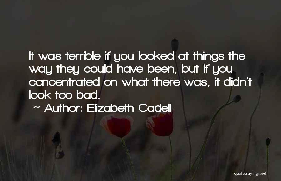 Elizabeth Cadell Quotes: It Was Terrible If You Looked At Things The Way They Could Have Been, But If You Concentrated On What