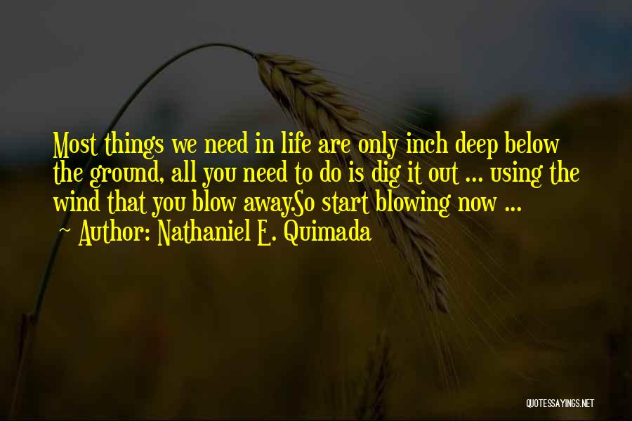 Nathaniel E. Quimada Quotes: Most Things We Need In Life Are Only Inch Deep Below The Ground, All You Need To Do Is Dig