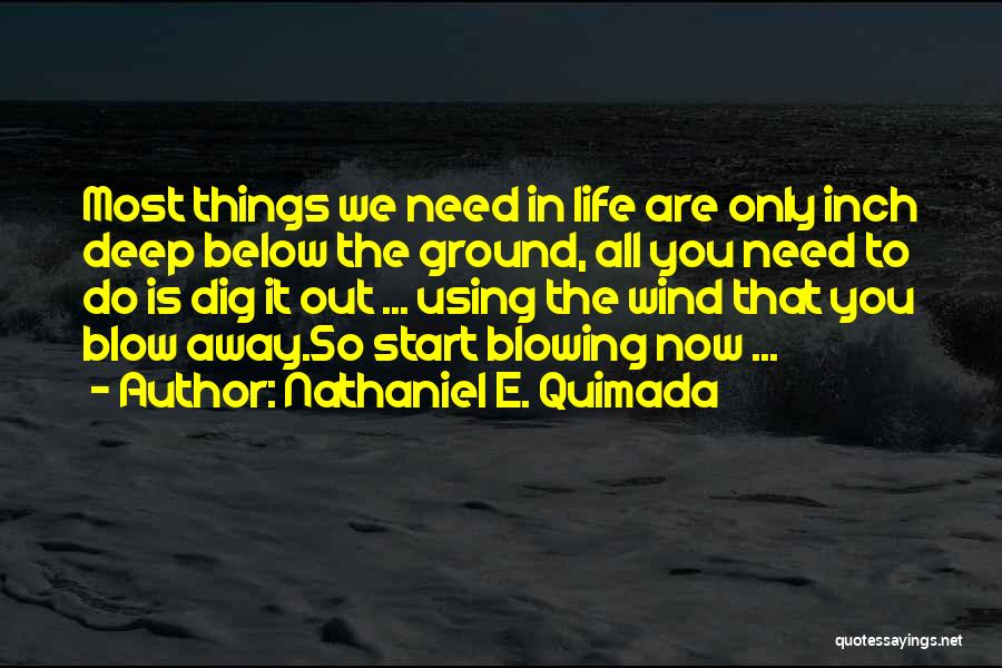 Nathaniel E. Quimada Quotes: Most Things We Need In Life Are Only Inch Deep Below The Ground, All You Need To Do Is Dig