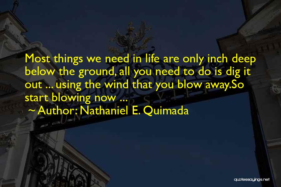 Nathaniel E. Quimada Quotes: Most Things We Need In Life Are Only Inch Deep Below The Ground, All You Need To Do Is Dig