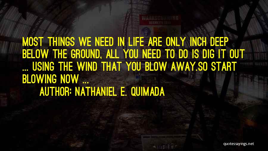 Nathaniel E. Quimada Quotes: Most Things We Need In Life Are Only Inch Deep Below The Ground, All You Need To Do Is Dig