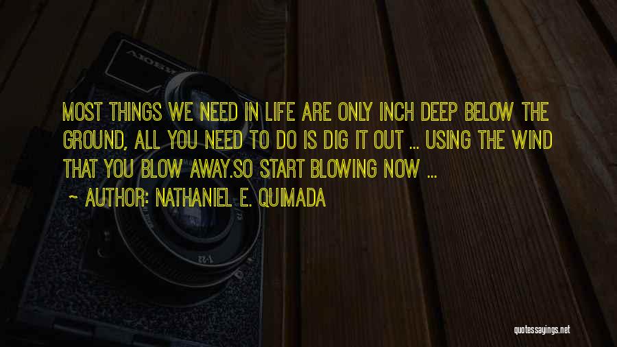 Nathaniel E. Quimada Quotes: Most Things We Need In Life Are Only Inch Deep Below The Ground, All You Need To Do Is Dig