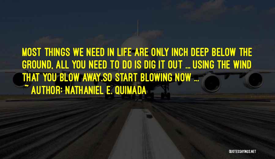 Nathaniel E. Quimada Quotes: Most Things We Need In Life Are Only Inch Deep Below The Ground, All You Need To Do Is Dig