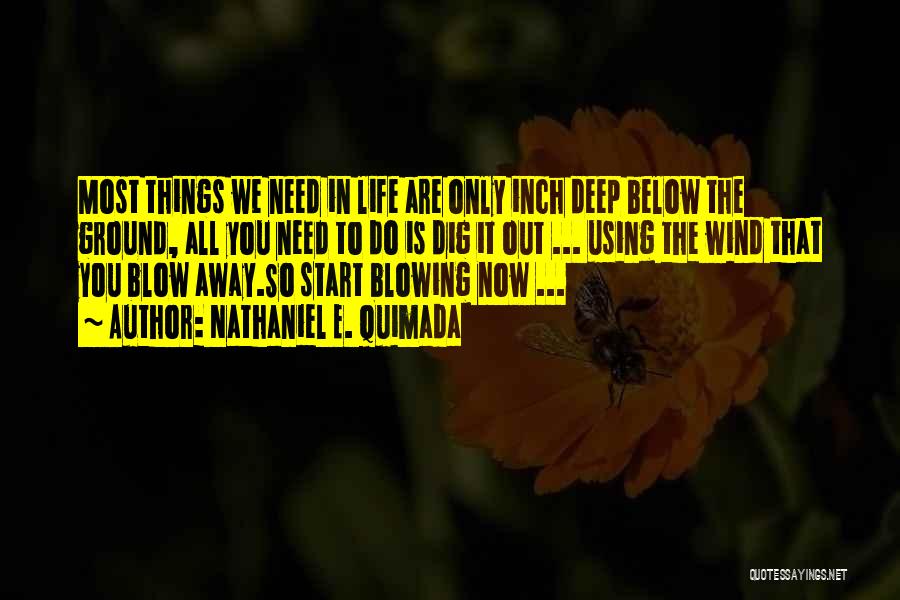 Nathaniel E. Quimada Quotes: Most Things We Need In Life Are Only Inch Deep Below The Ground, All You Need To Do Is Dig