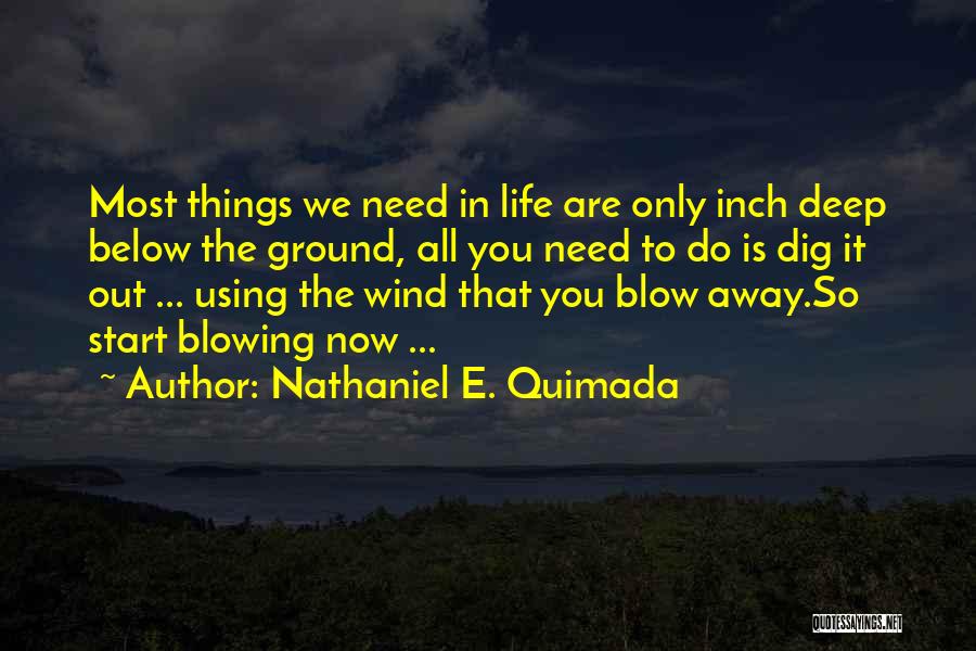 Nathaniel E. Quimada Quotes: Most Things We Need In Life Are Only Inch Deep Below The Ground, All You Need To Do Is Dig