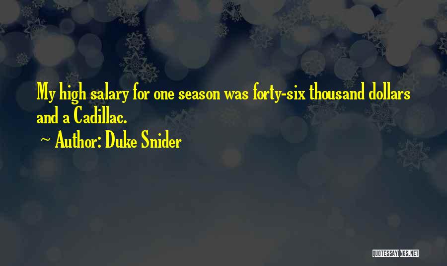 Duke Snider Quotes: My High Salary For One Season Was Forty-six Thousand Dollars And A Cadillac.