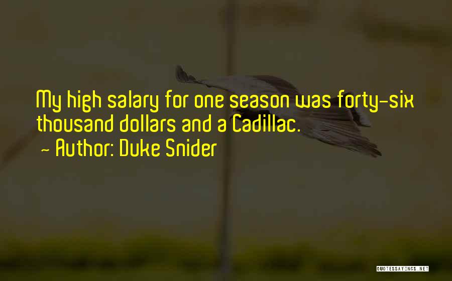 Duke Snider Quotes: My High Salary For One Season Was Forty-six Thousand Dollars And A Cadillac.