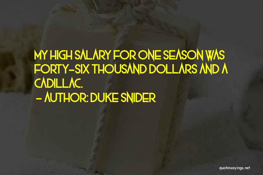 Duke Snider Quotes: My High Salary For One Season Was Forty-six Thousand Dollars And A Cadillac.