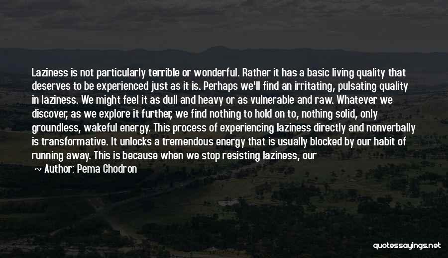Pema Chodron Quotes: Laziness Is Not Particularly Terrible Or Wonderful. Rather It Has A Basic Living Quality That Deserves To Be Experienced Just