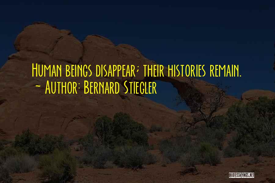 Bernard Stiegler Quotes: Human Beings Disappear; Their Histories Remain.