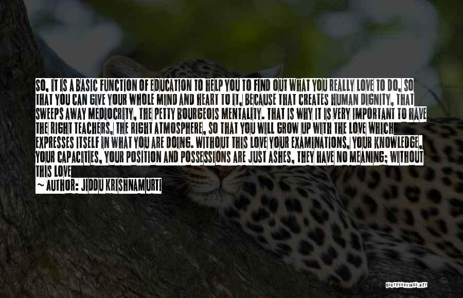 Jiddu Krishnamurti Quotes: So, It Is A Basic Function Of Education To Help You To Find Out What You Really Love To Do,