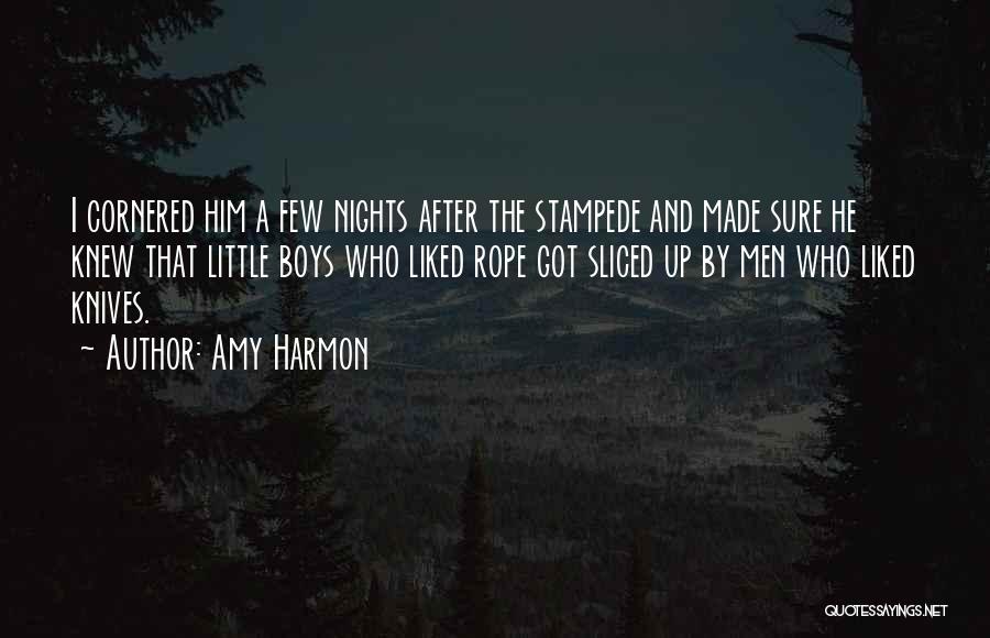 Amy Harmon Quotes: I Cornered Him A Few Nights After The Stampede And Made Sure He Knew That Little Boys Who Liked Rope