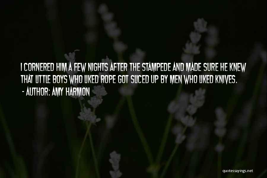 Amy Harmon Quotes: I Cornered Him A Few Nights After The Stampede And Made Sure He Knew That Little Boys Who Liked Rope