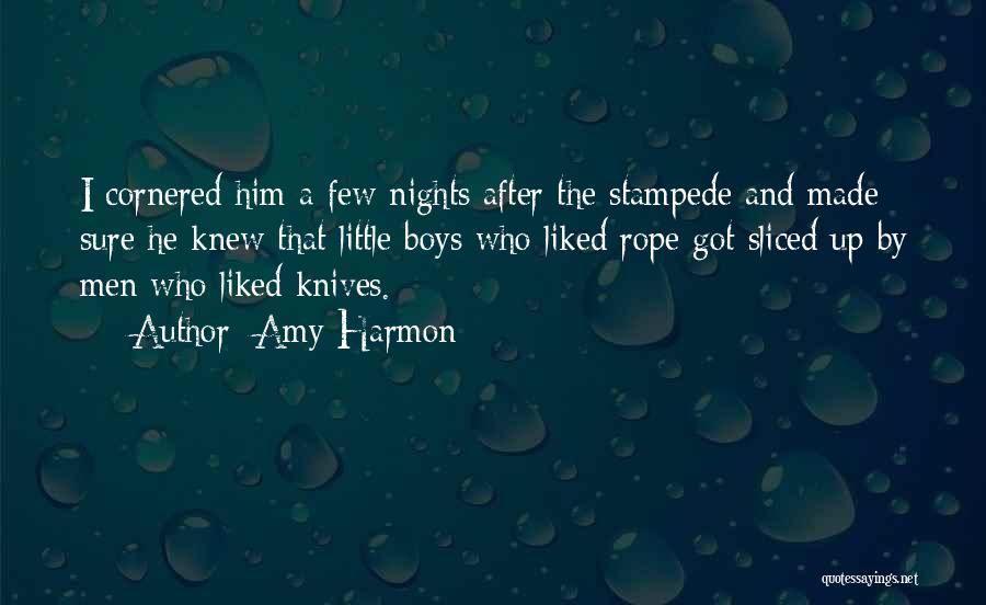 Amy Harmon Quotes: I Cornered Him A Few Nights After The Stampede And Made Sure He Knew That Little Boys Who Liked Rope