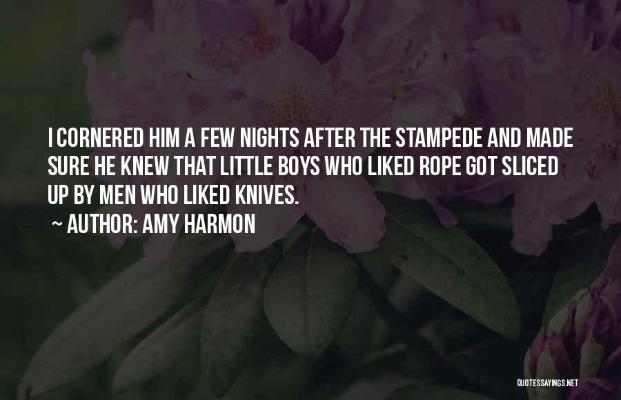 Amy Harmon Quotes: I Cornered Him A Few Nights After The Stampede And Made Sure He Knew That Little Boys Who Liked Rope