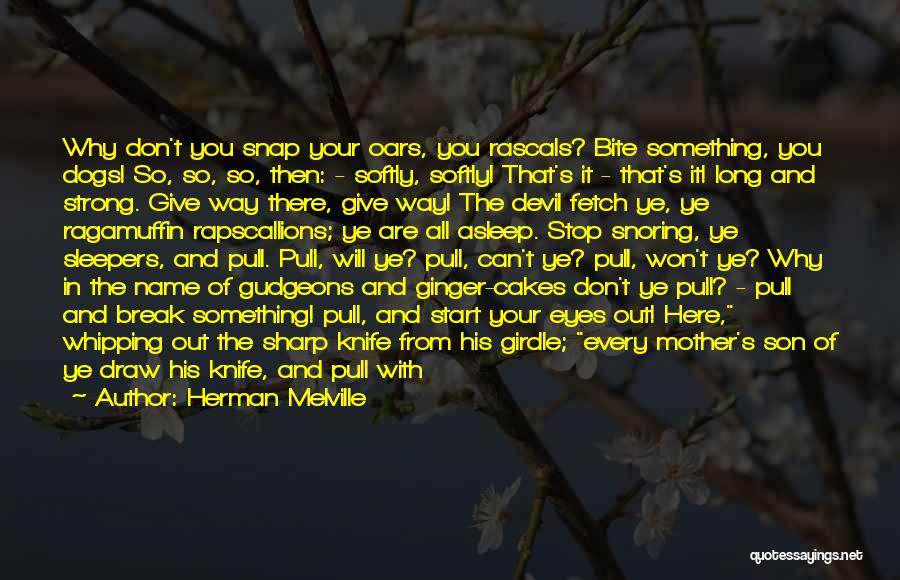 Herman Melville Quotes: Why Don't You Snap Your Oars, You Rascals? Bite Something, You Dogs! So, So, So, Then: - Softly, Softly! That's