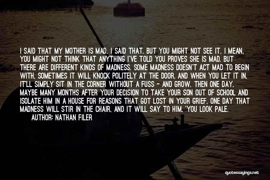 Nathan Filer Quotes: I Said That My Mother Is Mad. I Said That. But You Might Not See It. I Mean, You Might