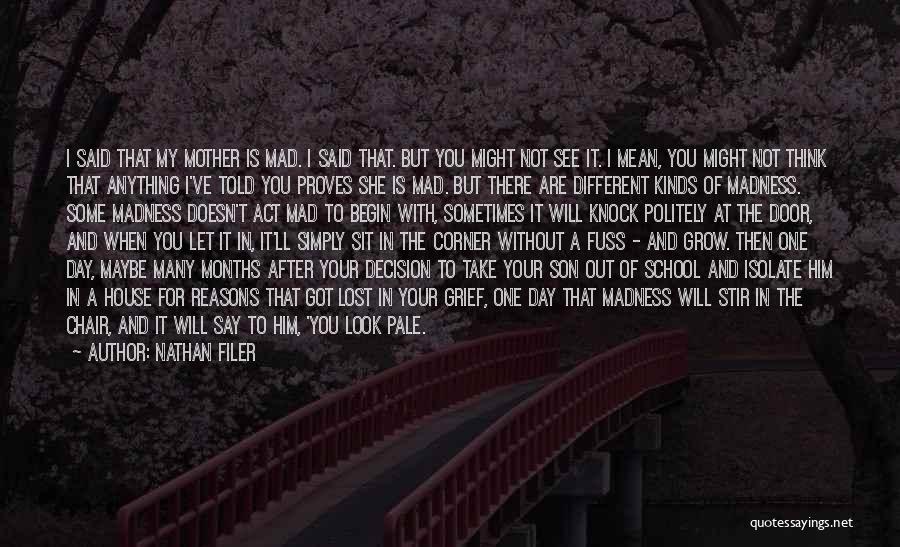 Nathan Filer Quotes: I Said That My Mother Is Mad. I Said That. But You Might Not See It. I Mean, You Might