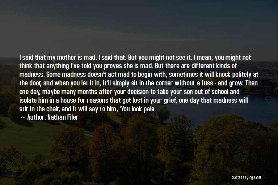 Nathan Filer Quotes: I Said That My Mother Is Mad. I Said That. But You Might Not See It. I Mean, You Might