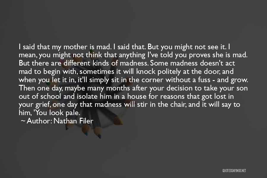 Nathan Filer Quotes: I Said That My Mother Is Mad. I Said That. But You Might Not See It. I Mean, You Might