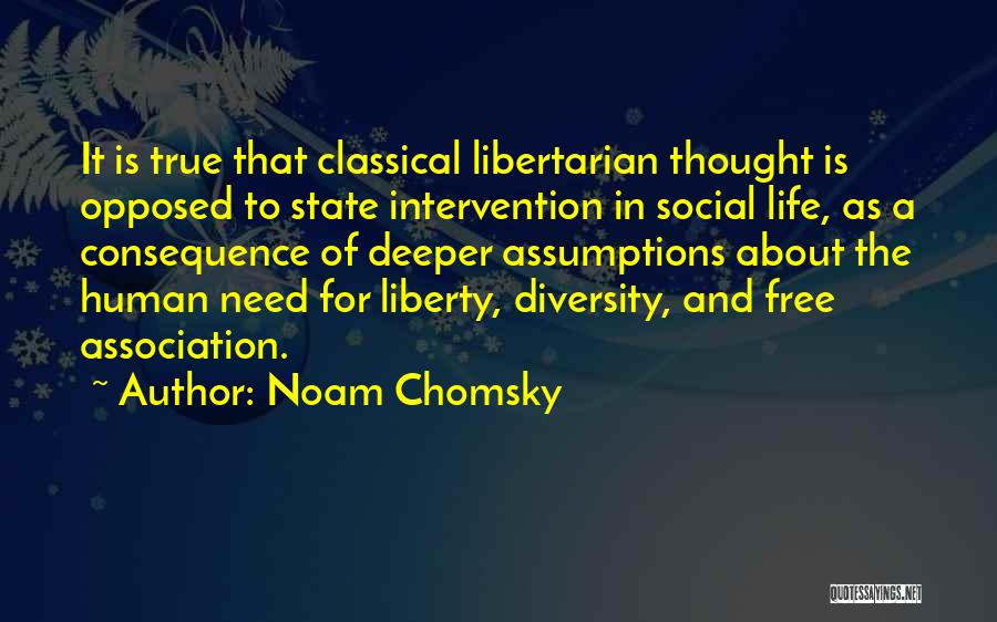 Noam Chomsky Quotes: It Is True That Classical Libertarian Thought Is Opposed To State Intervention In Social Life, As A Consequence Of Deeper