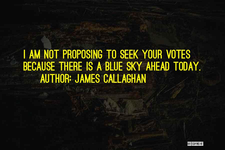 James Callaghan Quotes: I Am Not Proposing To Seek Your Votes Because There Is A Blue Sky Ahead Today.